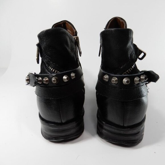 A.S.98 Steve Studded Moto Bootie Boots Size 39 8.5 9 Black Leather Zippers NEW - Picture 8 of 14
